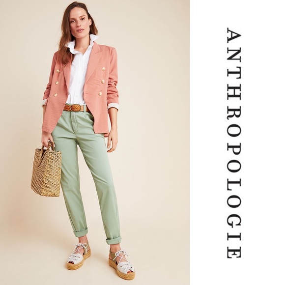 Anthropologie Pink Blazer and Green Pants Set - Picture 1 of 4